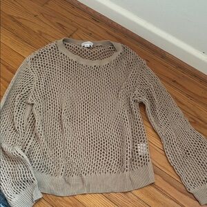 Summersalt Tan Crew Neck Sweater with Chunky Knit and Relaxed Fit